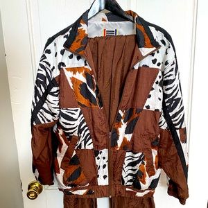 80’s Animal Print Nylon Pant Suit